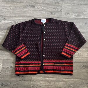 Tally-Ho Black Cardigan with Red Dot Detail